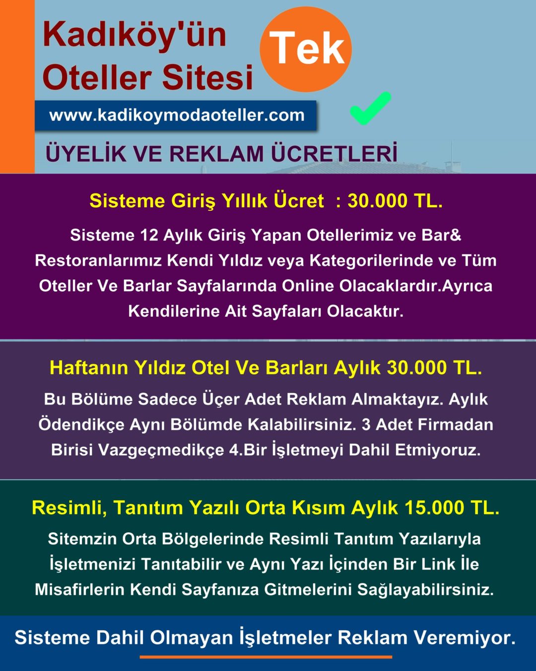 Kadıköy Moda Oteller Reklam Fiyatları Kadıköy Moda Oteller Reklam Fiyatları